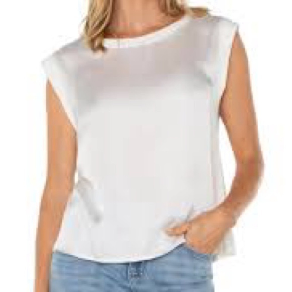 Liverpool White Cap Sleeve Blouse - size petite s